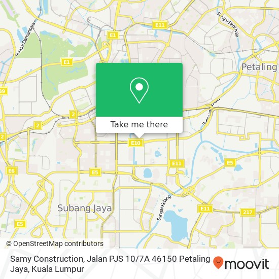 Peta Samy Construction, Jalan PJS 10 / 7A 46150 Petaling Jaya