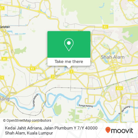 Peta Kedai Jahit Adriana, Jalan Plumbum Y 7 / Y 40000 Shah Alam