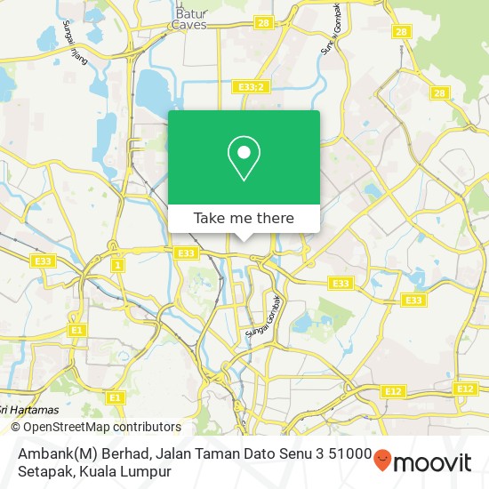 Ambank(M) Berhad, Jalan Taman Dato Senu 3 51000 Setapak map