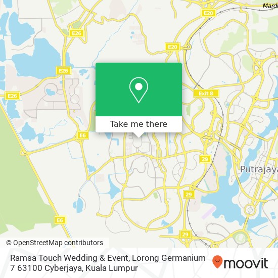 Ramsa Touch Wedding & Event, Lorong Germanium 7 63100 Cyberjaya map