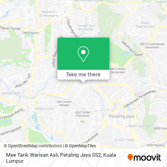 Mee Tarik Warisan Asli, Petaling Jaya SS2 map