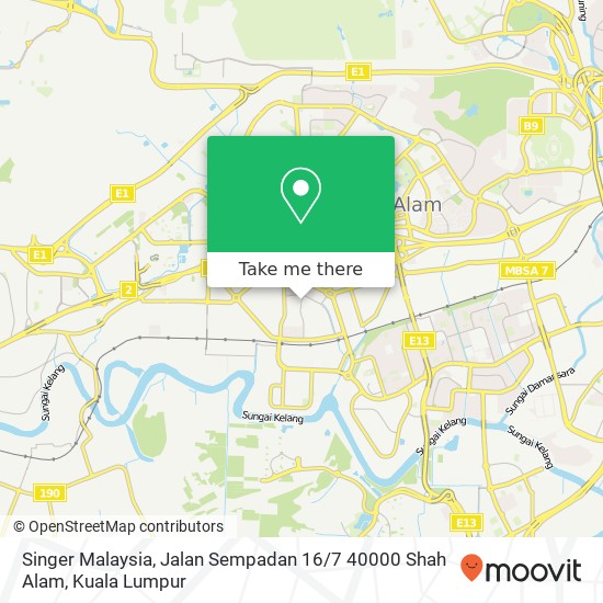 Peta Singer Malaysia, Jalan Sempadan 16 / 7 40000 Shah Alam