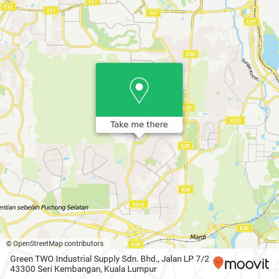 Green TWO Industrial Supply Sdn. Bhd., Jalan LP 7 / 2 43300 Seri Kembangan map