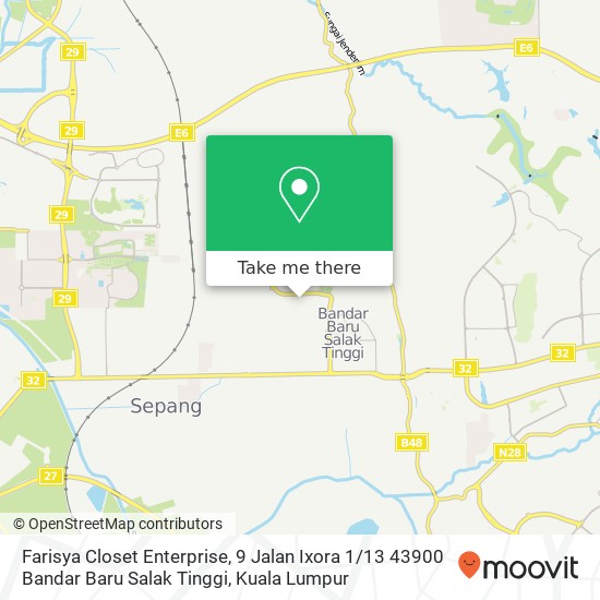 Peta Farisya Closet Enterprise, 9 Jalan Ixora 1 / 13 43900 Bandar Baru Salak Tinggi