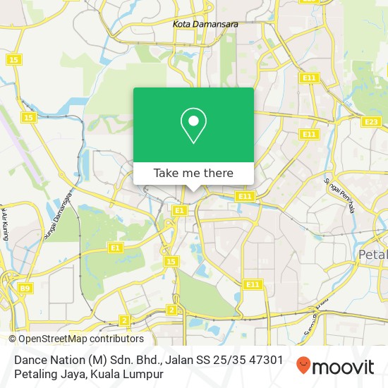 Dance Nation (M) Sdn. Bhd., Jalan SS 25 / 35 47301 Petaling Jaya map