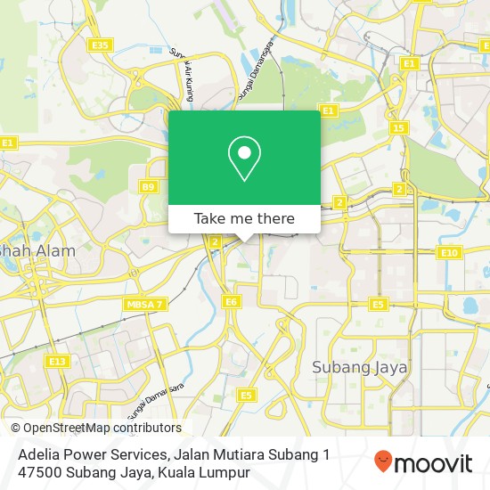 Peta Adelia Power Services, Jalan Mutiara Subang 1 47500 Subang Jaya