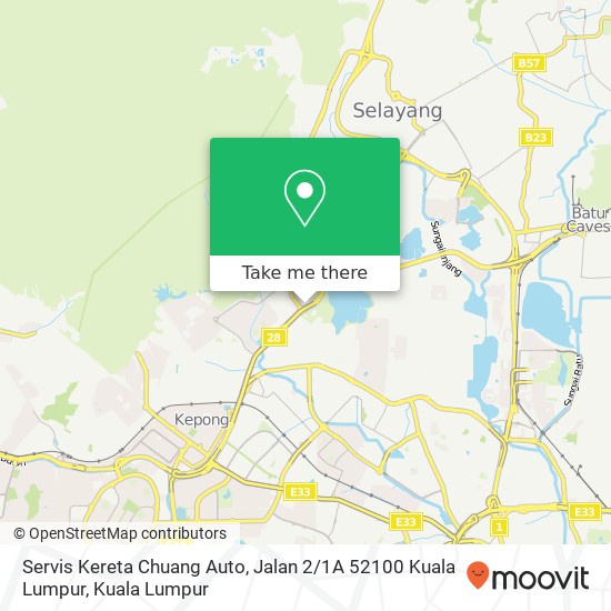 Peta Servis Kereta Chuang Auto, Jalan 2 / 1A 52100 Kuala Lumpur