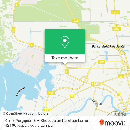 Peta Klinik Pergigian S H Khoo, Jalan Keretapi Lama 42100 Kapar