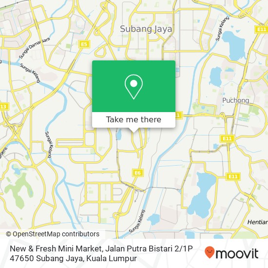 Peta New & Fresh Mini Market, Jalan Putra Bistari 2 / 1P 47650 Subang Jaya