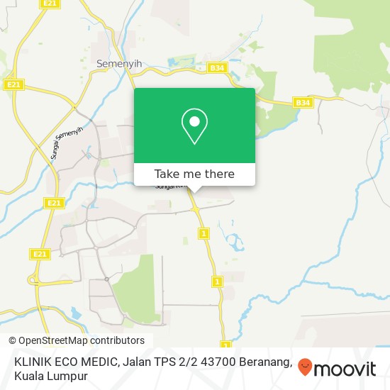 Peta KLINIK ECO MEDIC, Jalan TPS 2 / 2 43700 Beranang