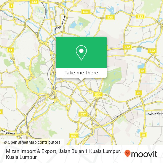 Peta Mizan Import & Export, Jalan Bulan 1 Kuala Lumpur