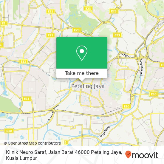 Peta Klinik Neuro Saraf, Jalan Barat 46000 Petaling Jaya