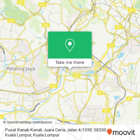 Peta Pusat Kanak-Kanak Juara Ceria, Jalan 4 / 109E 58200 Kuala Lumpur