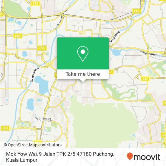 Peta Mok Yow Wai, 9 Jalan TPK 2 / 5 47180 Puchong