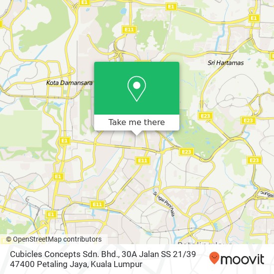 Cubicles Concepts Sdn. Bhd., 30A Jalan SS 21 / 39 47400 Petaling Jaya map
