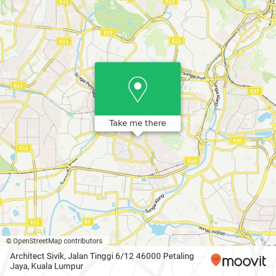Peta Architect Sivik, Jalan Tinggi 6 / 12 46000 Petaling Jaya