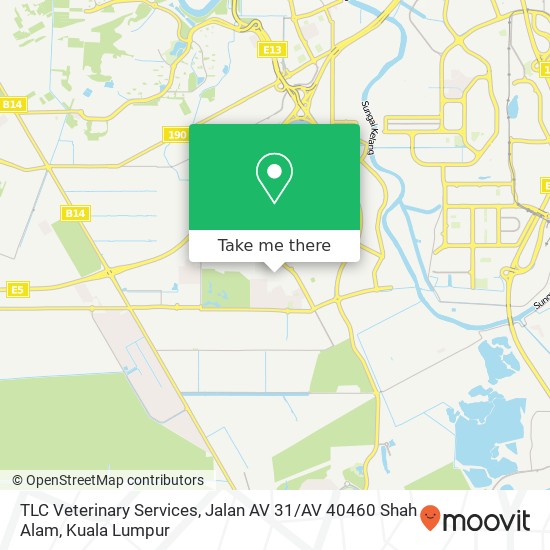 Peta TLC Veterinary Services, Jalan AV 31 / AV 40460 Shah Alam
