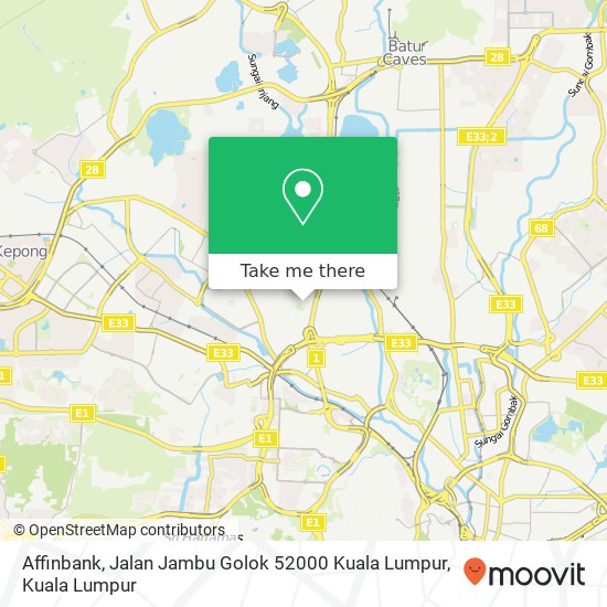 Peta Affinbank, Jalan Jambu Golok 52000 Kuala Lumpur