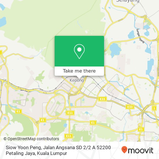 Siow Yoon Peng, Jalan Angsana SD 2 / 2 A 52200 Petaling Jaya map