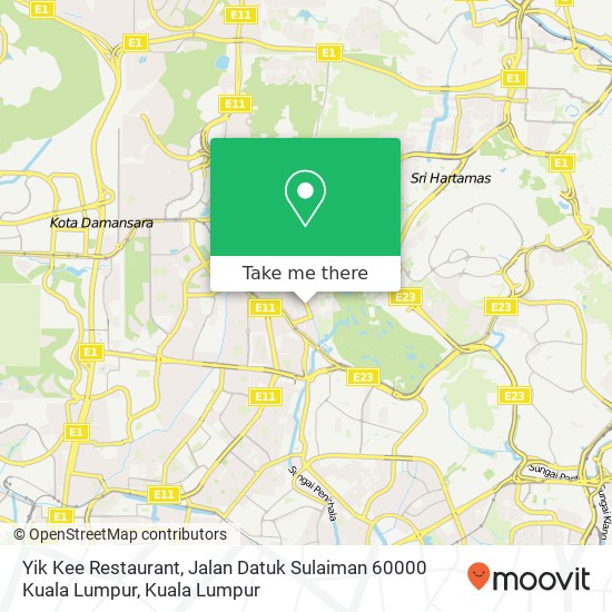 Peta Yik Kee Restaurant, Jalan Datuk Sulaiman 60000 Kuala Lumpur