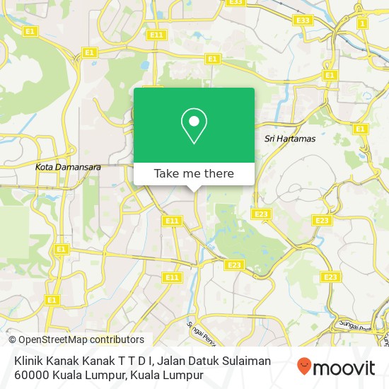 Peta Klinik Kanak Kanak T T D I, Jalan Datuk Sulaiman 60000 Kuala Lumpur