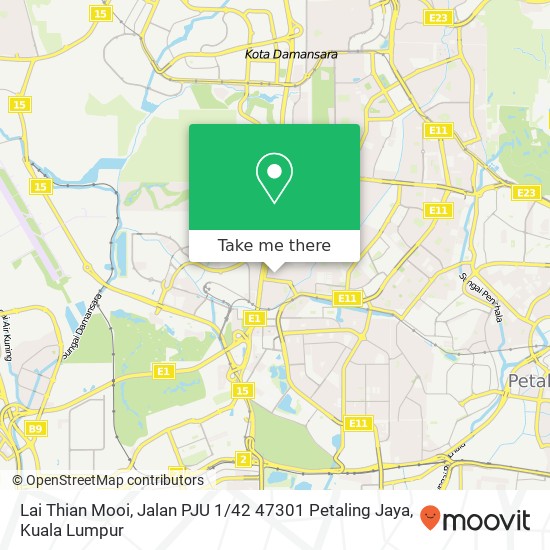 Peta Lai Thian Mooi, Jalan PJU 1 / 42 47301 Petaling Jaya