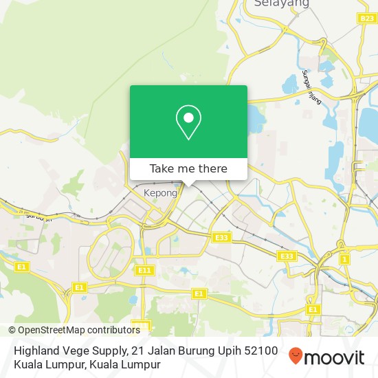 Highland Vege Supply, 21 Jalan Burung Upih 52100 Kuala Lumpur map