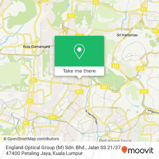 Peta England Optical Group (M) Sdn. Bhd., Jalan SS 21 / 37 47400 Petaling Jaya