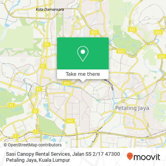 Sasi Canopy Rental Services, Jalan SS 2 / 17 47300 Petaling Jaya map