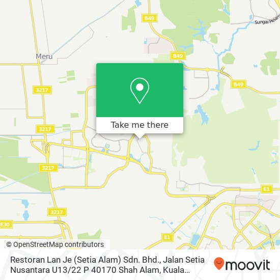 Restoran Lan Je (Setia Alam) Sdn. Bhd., Jalan Setia Nusantara U13 / 22 P 40170 Shah Alam map