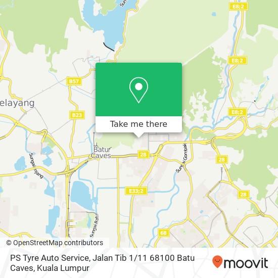 Peta PS Tyre Auto Service, Jalan Tib 1 / 11 68100 Batu Caves