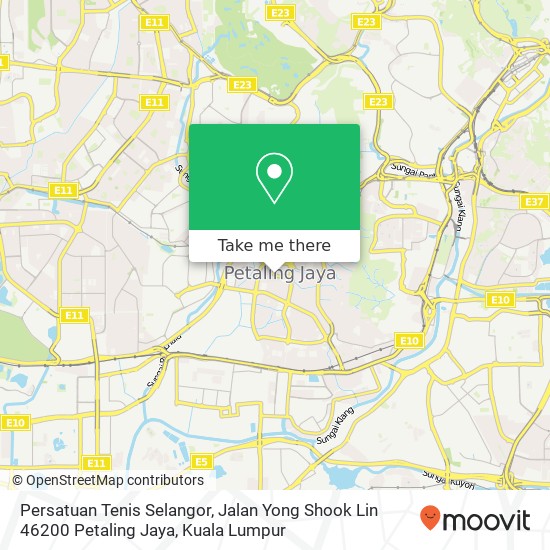 Peta Persatuan Tenis Selangor, Jalan Yong Shook Lin 46200 Petaling Jaya