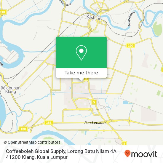 Peta Coffeeboleh Global Supply, Lorong Batu Nilam 4A 41200 Klang