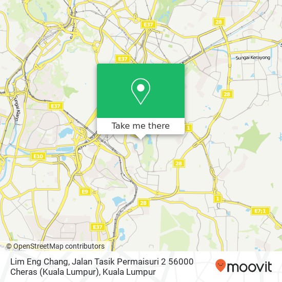 Peta Lim Eng Chang, Jalan Tasik Permaisuri 2 56000 Cheras (Kuala Lumpur)