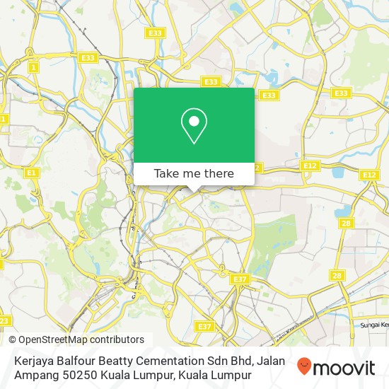 Peta Kerjaya Balfour Beatty Cementation Sdn Bhd, Jalan Ampang 50250 Kuala Lumpur