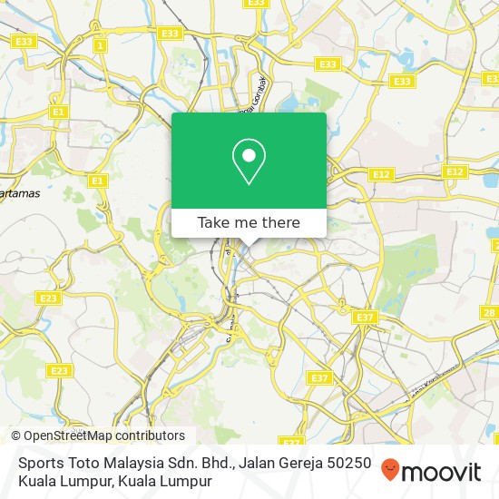 Sports Toto Malaysia Sdn. Bhd., Jalan Gereja 50250 Kuala Lumpur map