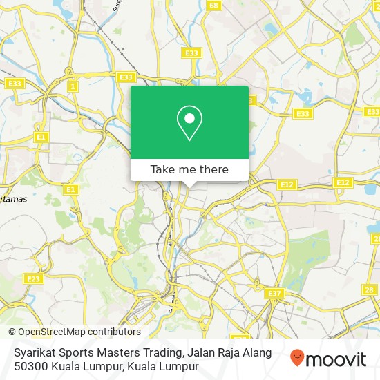 Peta Syarikat Sports Masters Trading, Jalan Raja Alang 50300 Kuala Lumpur