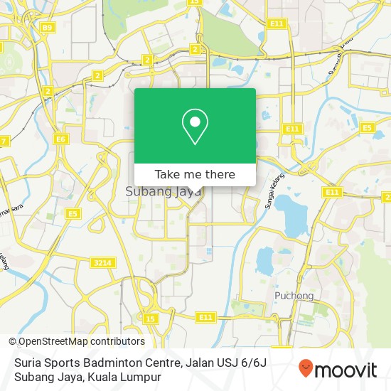Peta Suria Sports Badminton Centre, Jalan USJ 6 / 6J Subang Jaya