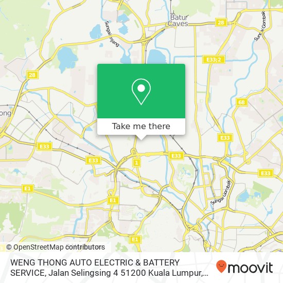 Peta WENG THONG AUTO ELECTRIC & BATTERY SERVICE, Jalan Selingsing 4 51200 Kuala Lumpur