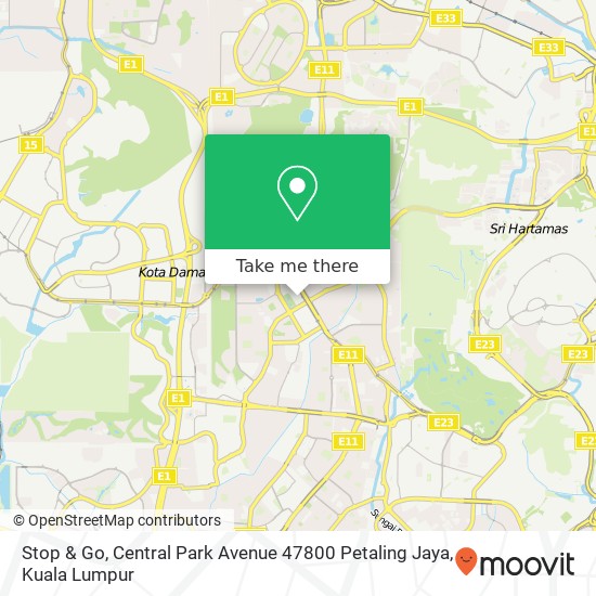 Peta Stop & Go, Central Park Avenue 47800 Petaling Jaya