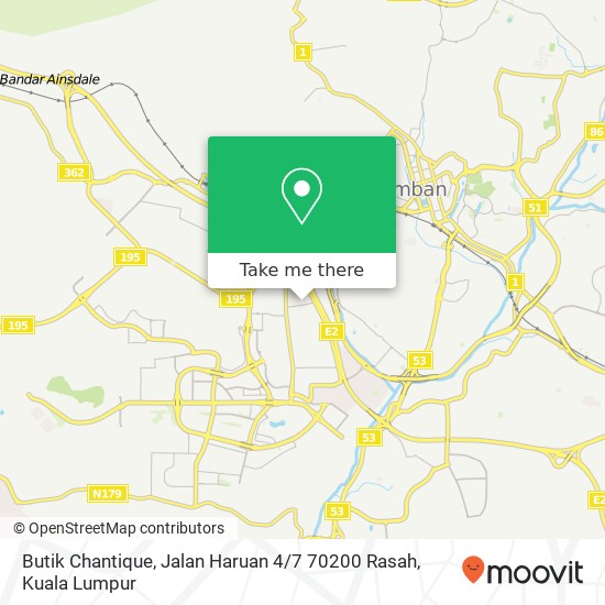 Peta Butik Chantique, Jalan Haruan 4 / 7 70200 Rasah