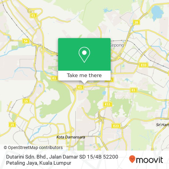 Dutarini Sdn. Bhd., Jalan Damar SD 15 / 4B 52200 Petaling Jaya map