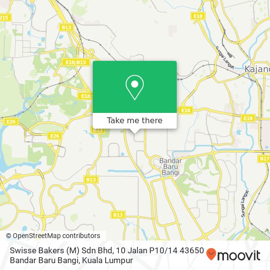 Peta Swisse Bakers (M) Sdn Bhd, 10 Jalan P10 / 14 43650 Bandar Baru Bangi