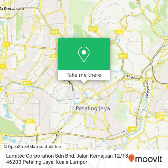 Lamitec Corporation Sdn Bhd, Jalan Kemajuan 12 / 18 46200 Petaling Jaya map