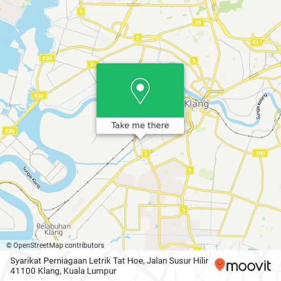 Peta Syarikat Perniagaan Letrik Tat Hoe, Jalan Susur Hilir 41100 Klang