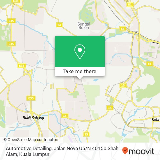 Peta Automotive Detailing, Jalan Nova U5 / N 40150 Shah Alam