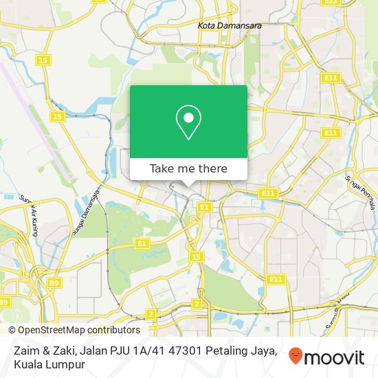 Peta Zaim & Zaki, Jalan PJU 1A / 41 47301 Petaling Jaya