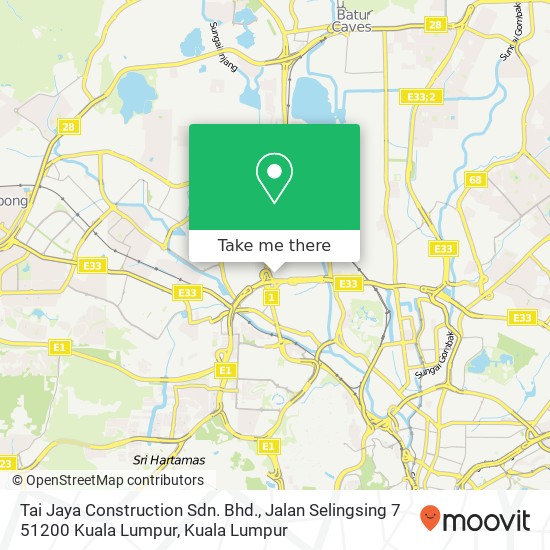 Tai Jaya Construction Sdn. Bhd., Jalan Selingsing 7 51200 Kuala Lumpur map