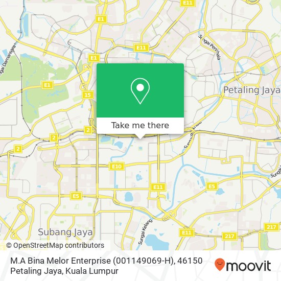 Peta M.A Bina Melor Enterprise (001149069-H), 46150 Petaling Jaya