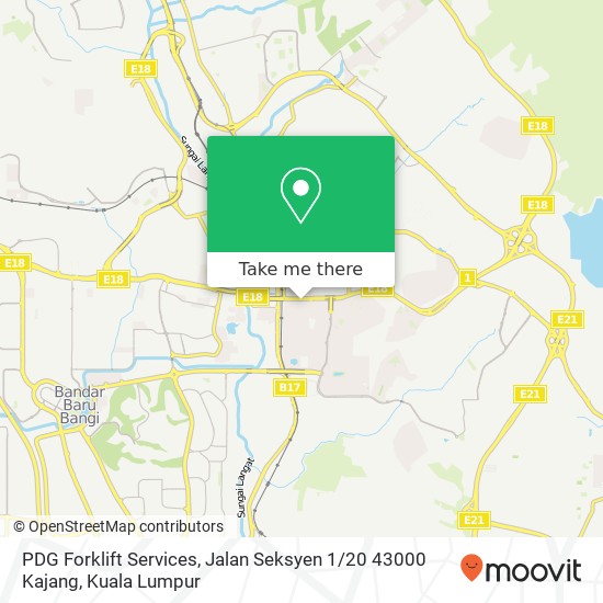 Peta PDG Forklift Services, Jalan Seksyen 1 / 20 43000 Kajang